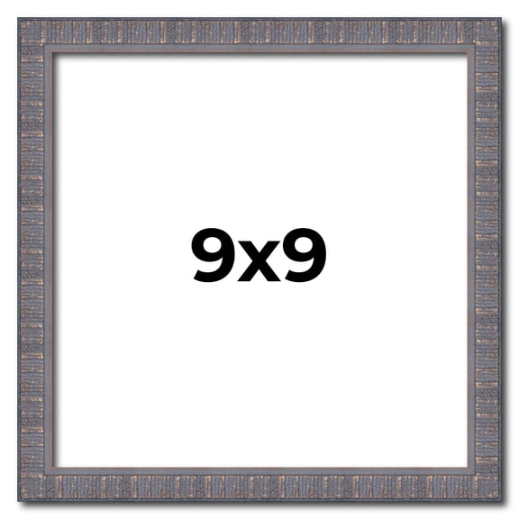 9x9 Frame Slate Blue Distressed Rustic Solid Wood Picture Frame | 0.75 Inch Moulding Width |