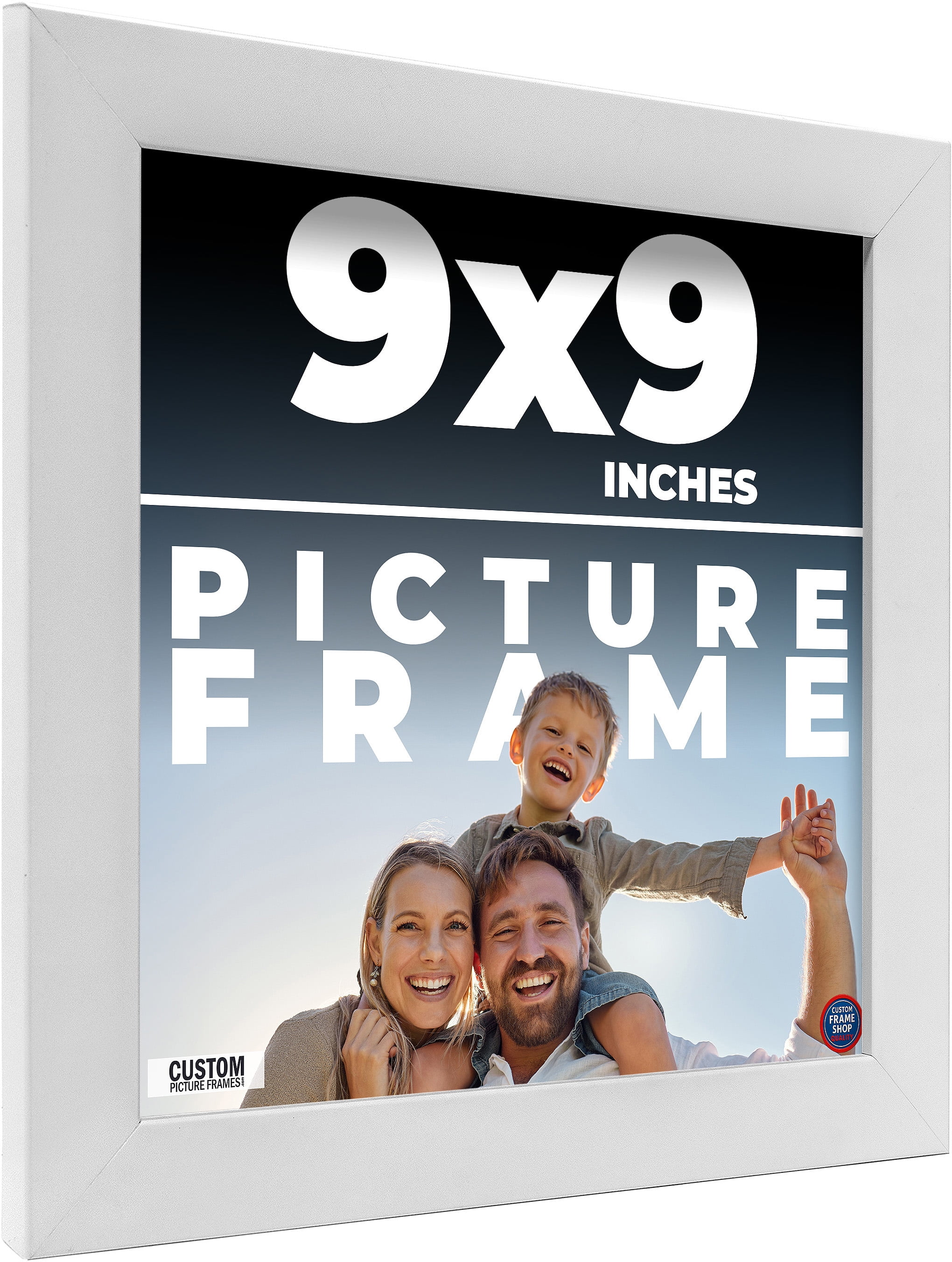 9x9 Matte White Solid Wood Picture Frame - UV Acrylic Shatter