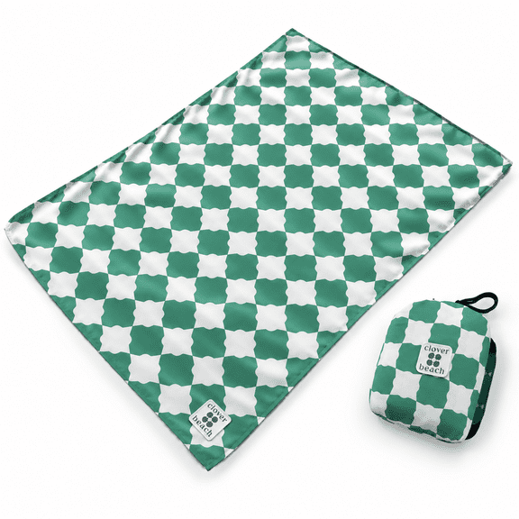 9x9 Ft Extra Large Sandproof Beach Blanket, Signature Check Pattern