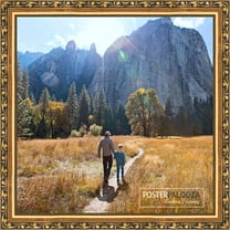 9x9 Gold with Black Wood Picture Frame - UV Acrylic, Foam Board Backing, Hanging Hardware