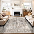 thumbnail image 1 of 9x9 Living Room Square Area Rug, Vintage Large Washable Square Rugs for Bedroom/Dining Room/Home Office/Study Room Non Slip & Stain Resistant Carpets for Home with Dogs Cats 9X9 Beige, 1 of 17