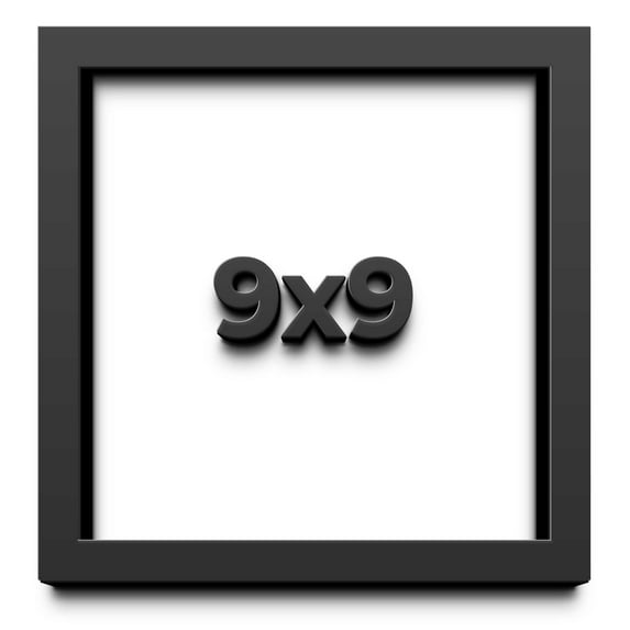9x9 Shadow Box Frame Black | 2 Inches Deep Real Wood Contemporary Shadowbox Display Frame | UV