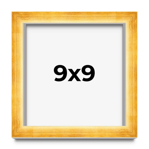 9x9 Shadow Box Frame Gold | 1.625 Inches Deep Real Wood Traditional Shadowbox Display Frame | UV