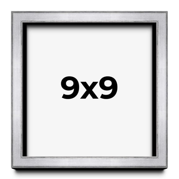 9x9 Shadow Box Frame Silver | 1.375 Inches Deep Real Wood Contemporary Shadowbox Display Frame | UV
