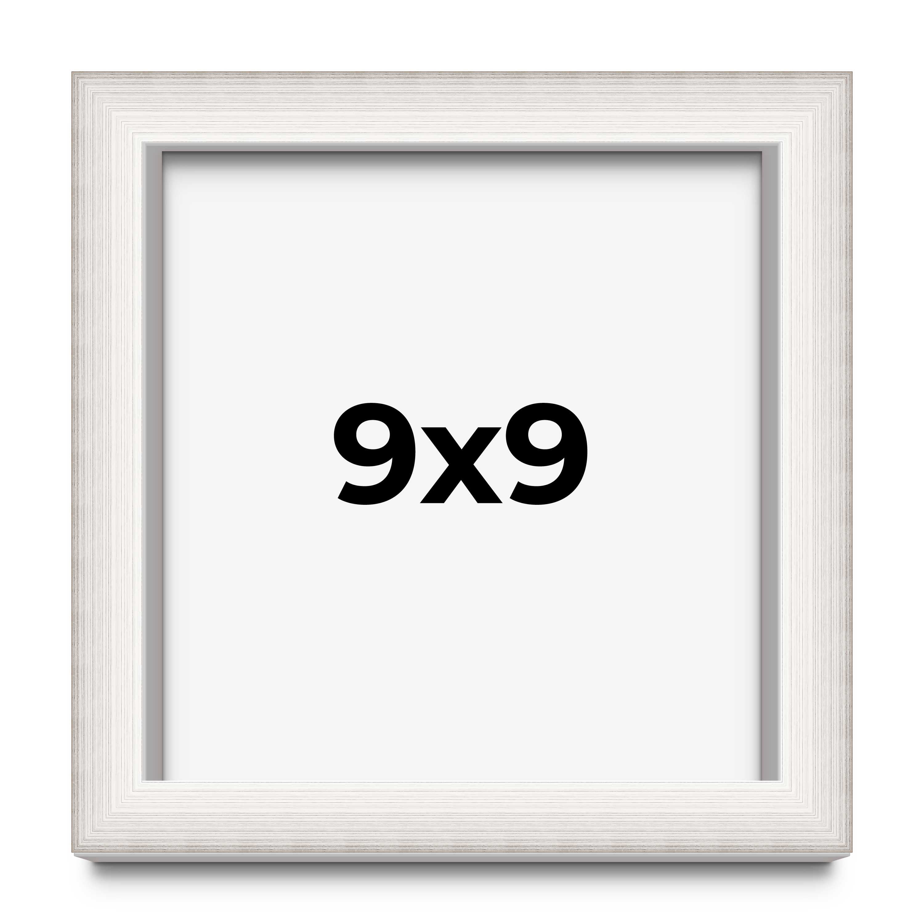 9x9 Shadow Box Silver Brushed Striped Display Frame | 1.625 Inches Deep ...