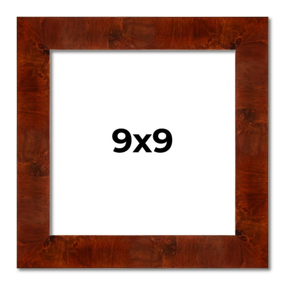 9x9 Walnut Brown Veneer Real Wood Picture Frame Width 1.75 inches | Interior Frame Depth 0.5 inches