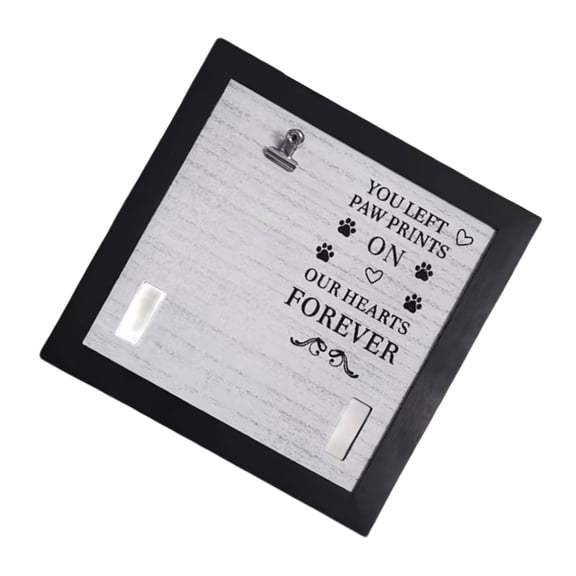 9x9Inch Customizable Pet Memorial Frame for Dogs Cats Collar Clip & Engraved Sympathy with Photo Stand