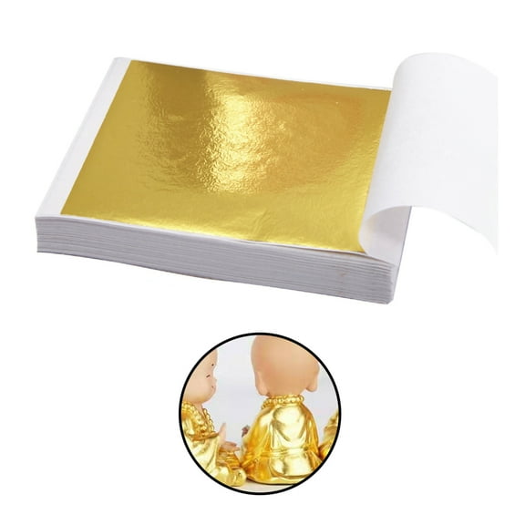 9x9cm 100 Sheets Practical K Pure Shiny Gold Leaf for Gilding Funiture Lines Wall Crafts Handicrafts Gilding Decoration Gold foil paper