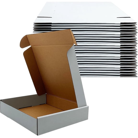 9x9x2 Inches Shipping Boxes Set of 25,White Corrugated Mailing Cardboard Box Literature Mailer for Packing Small Business Moving Storage, E-Commerce Packaging Mailing Boxes Gift Boxes for Presents