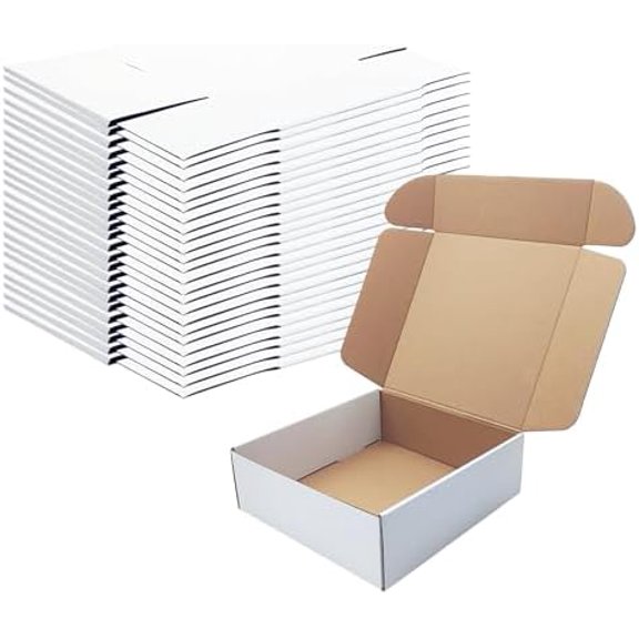 9x9x3 Inches White Shipping Boxes Set of 25,Cardboard Boxes Recyclable Corrugated Boxes Mailers for Small Business, Transporting, Packaging Storage Boxes and Craft Gifts Giving Products Box
