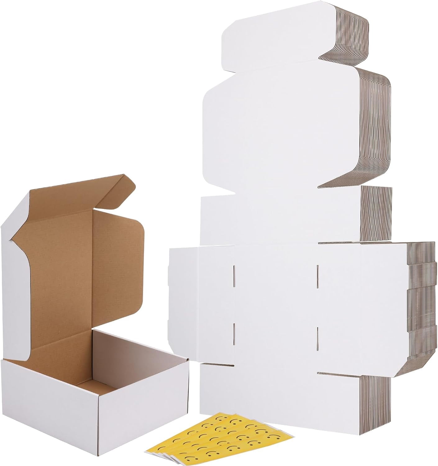 9x9x4 Inches Shipping Boxes Set of 25, White Small Corrugated Cardboard ...