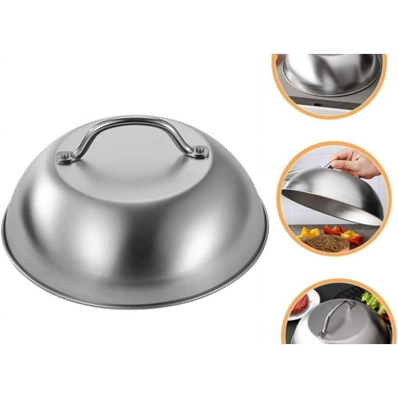 9x9x4In Reusable Griddle Cover,Stainless Steel Basting and Steaming Cover with Detachable Handle for Grill,Perfect for Flat Top Grills & Outdoor Cooking
