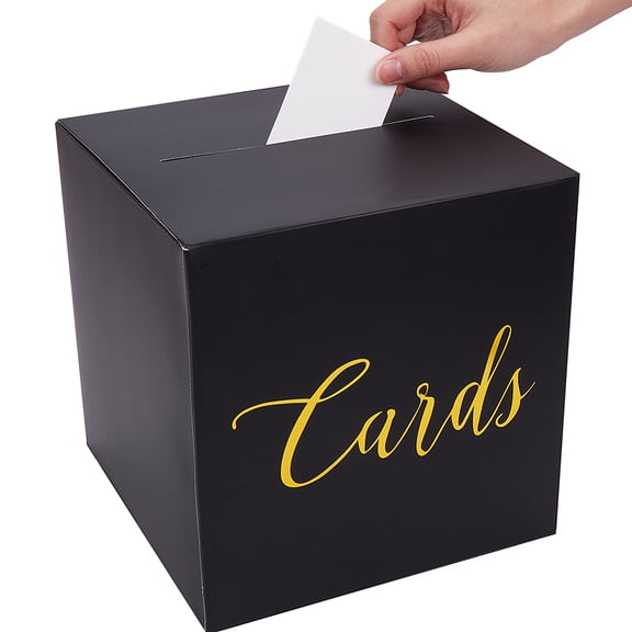 9x9x9 Inches Black Wedding Card Box Favor Cardboard Paper Box Kraft Case with 10Pcs Cards DIY
