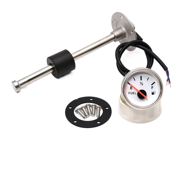A 0-190ohm Stainless Steel Marine Fuel Level Gauge Sensor Fit Boat Car Fuel Level Gauge Meter With Red Backlight 9-32V 100-500mm ,Easy Setup