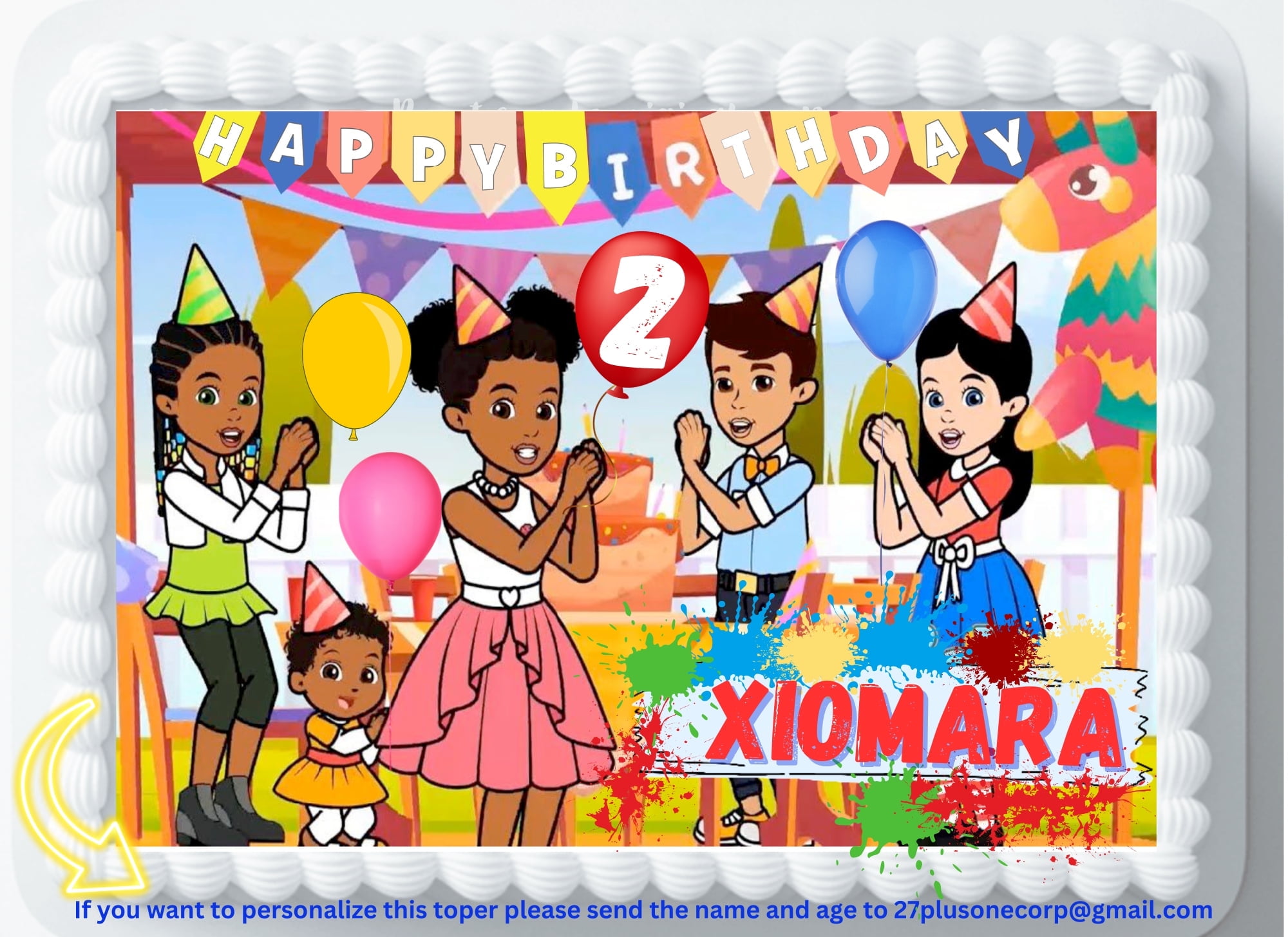 A 1/4 Gracie's corner Theme, Kids Birthday Edible Cake Topper Personalized