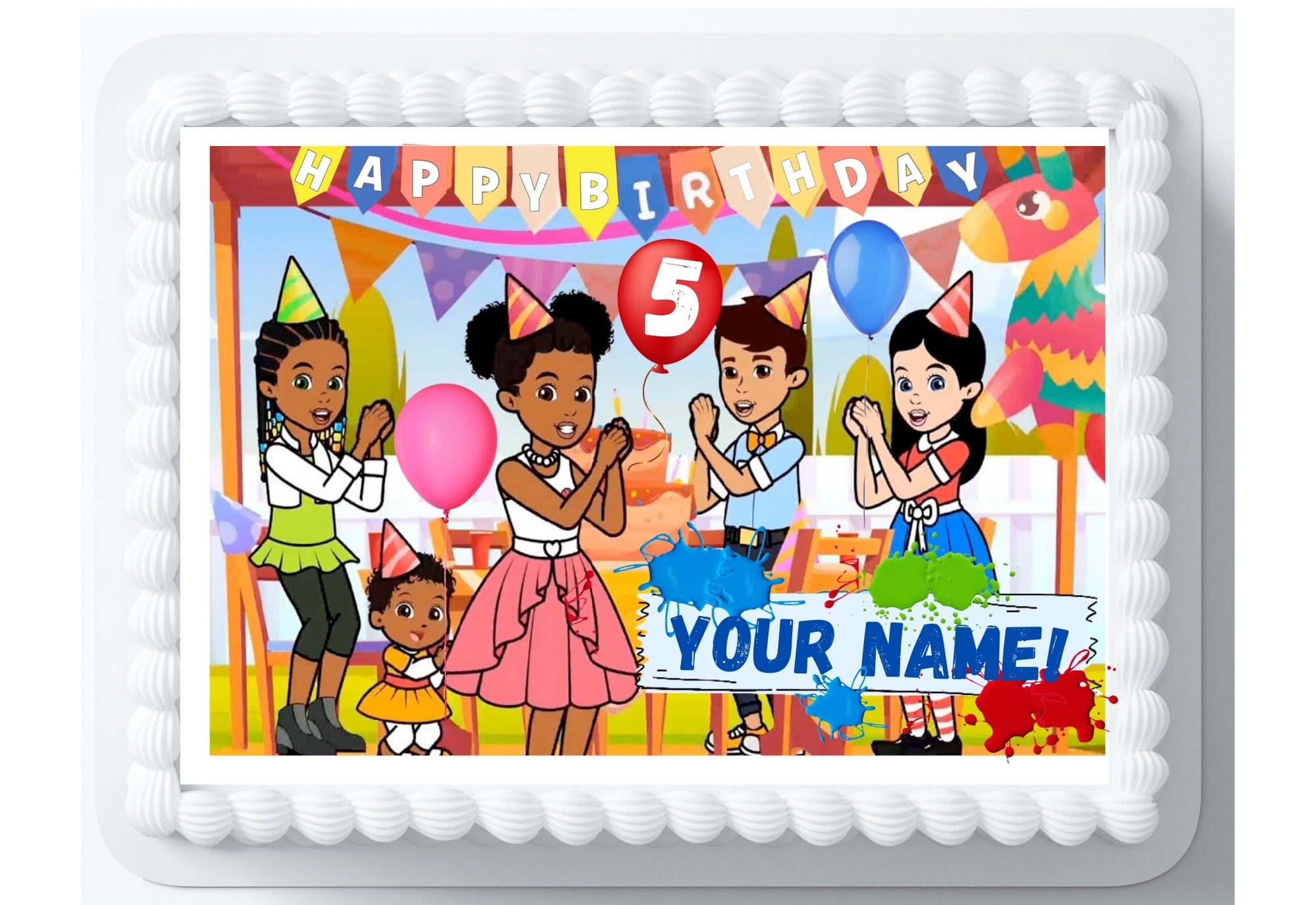 A 1/4 Gracie's corner Theme, Kids Birthday Edible Cake Topper