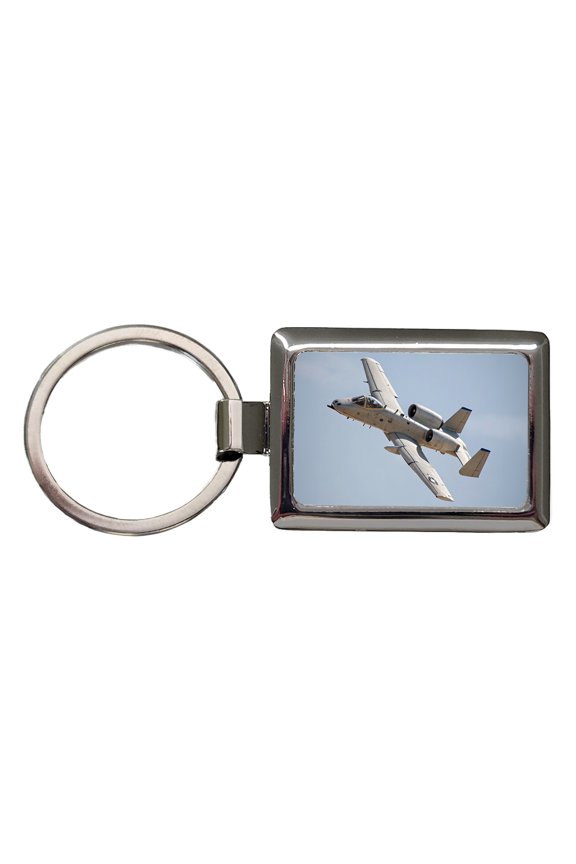 A-10 Thunderbolt II Warthog US Air Force Plane In Flight Metal Rectangle Keychain