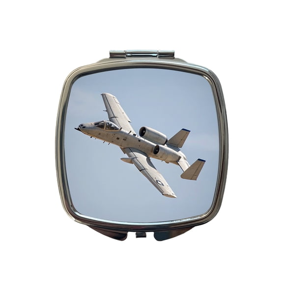 A-10 Thunderbolt II Warthog US Air Force Plane In Flight Travel Makeup Handbag Purse Small Pocket Compact Mirror