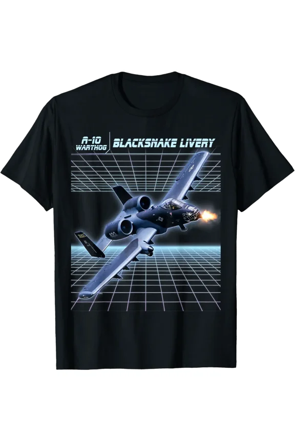 A-10 Warthog Blacksnake Paint Scheme Synth Wave Graphic T-Shirt