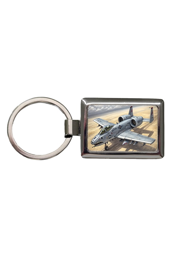 A-10 Warthog Thunderbolt II US Air Force Ground Attack Plane Metal Rectangle Keychain