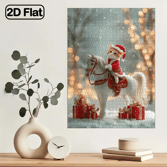 A 1000pcs Adult Mini Jigsaw Puzzle, "Riding Kitten" Theme, High Difficulty, Suitable for Adults, Family Entertainment, DIY Home Decor.29.4*19.6 in