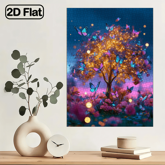 A 1000pcs Adult Mini Puzzle Featuring a Butterfly Tree Theme, High Difficulty, Suitable for Adults, Family Entertainment, DIY Home Decor.29.4*19.6 in