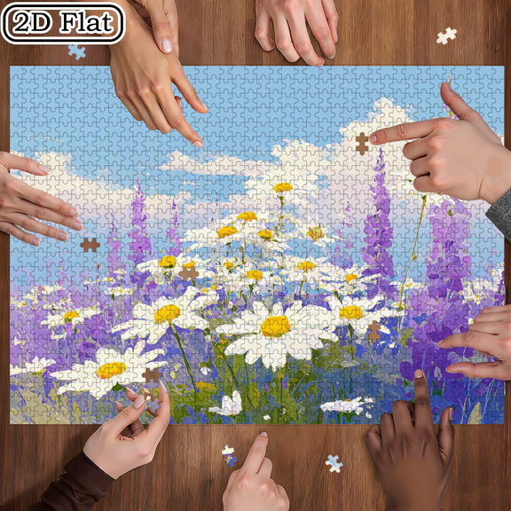 A 1000pcs Mini Jigsaw Puzzle Featuring a Wildflower Design, High Difficulty Level, Suitable, Family Entertainment, DIY Home Decor. 29.4*19.6 in