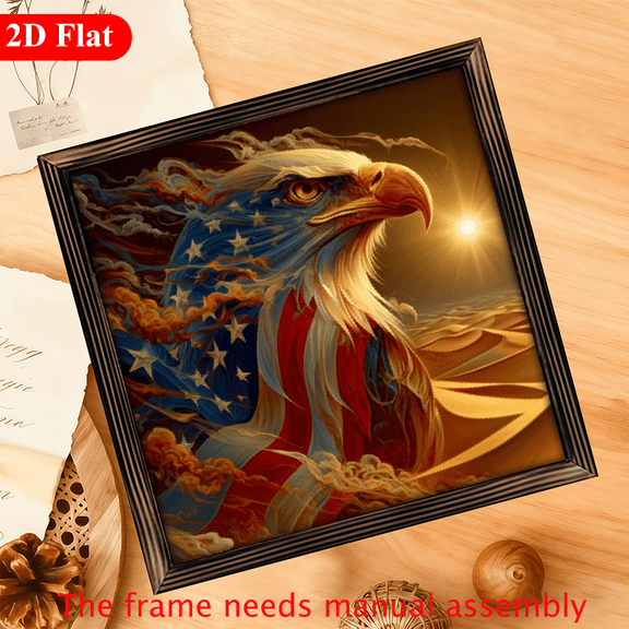 A 12*12-inch wooden framed painting - The Fiery Eagle. It can be used as a home decoration item or as a wonderful gift.