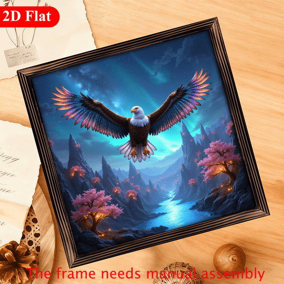 A 12*12-inch wooden framed painting - a majestic eagle. It can be used as a home decoration item or as a wonderful gift.