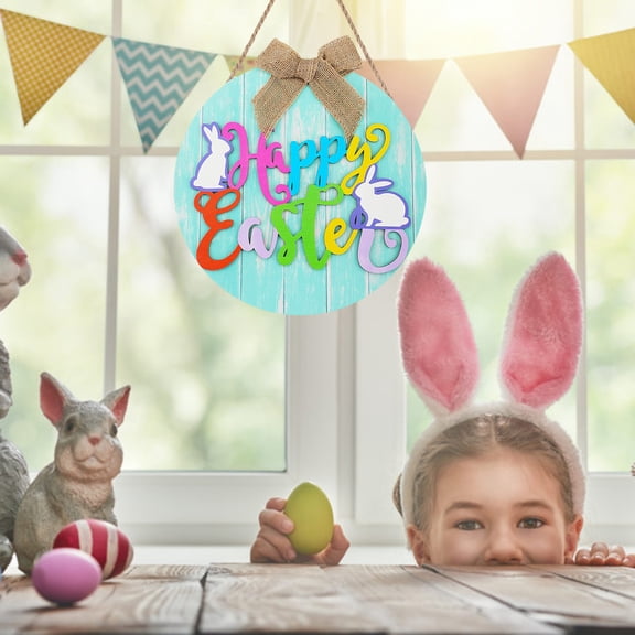 A 12 Inch Diameter Circular Easter Front Door Decoration | Rabbit Front Door Decoration | Spring Indoor and Outdoor Home Decoration