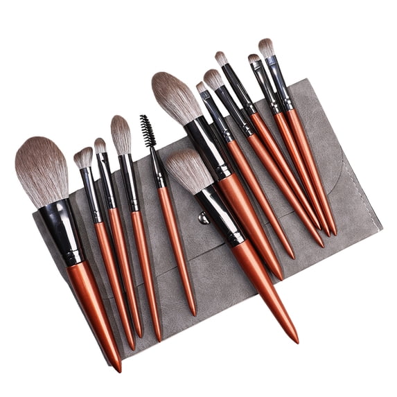A 12 Piece Makeup Brush Set With Empty Envelope Bag For Travel