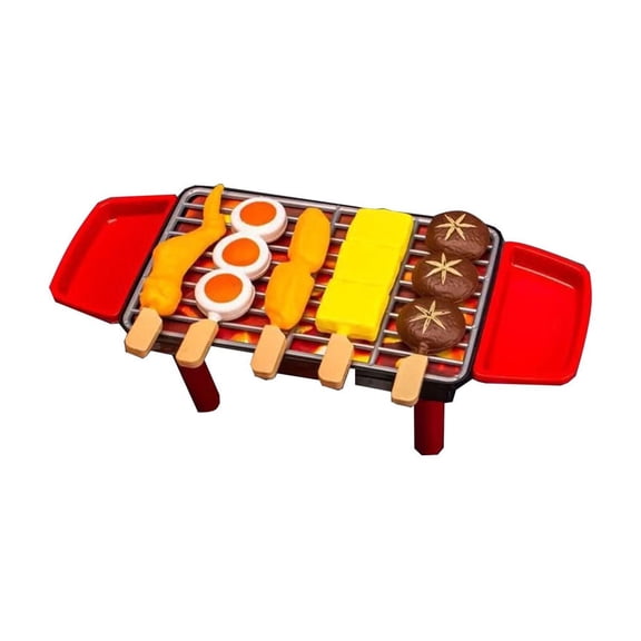 A 12Pcs Simulated Bbq Skewers With Grill For Kids Pretend Play Kitchen And Outdoor Cooking Game