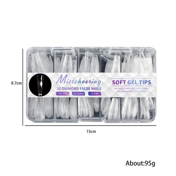A 140 Count 3D Diamond Shaped Nail Tips For Manicure