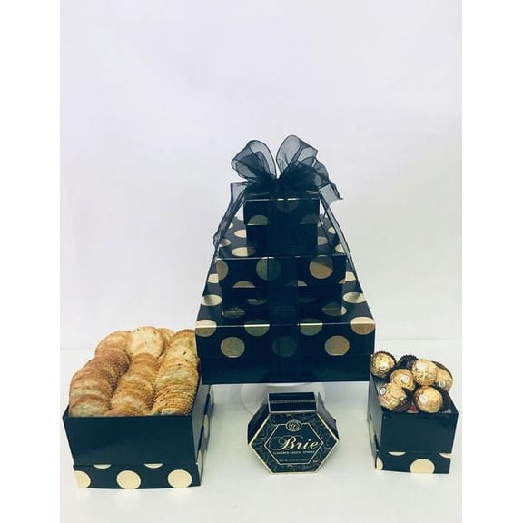 A-153 THREE -TIER BLACK & GOLD GIFT