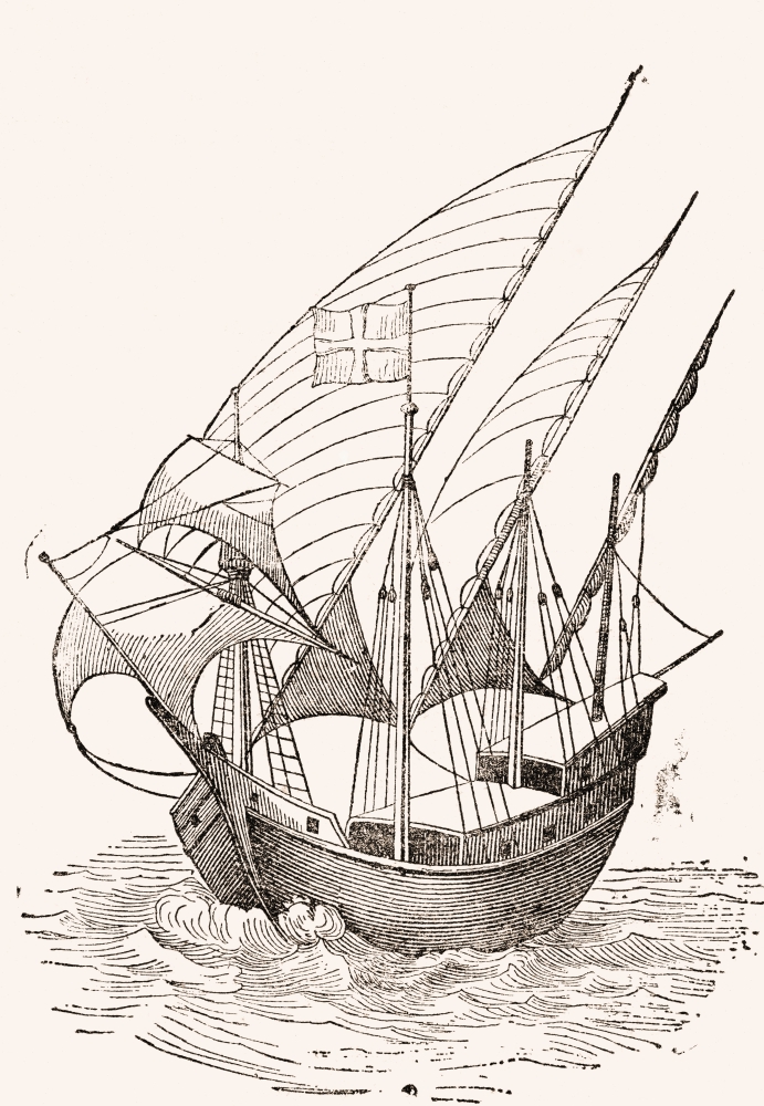 A 15Th Century Caravel From El Museo Popular Published Madrid 1889 Canvas Art - Ken Welsh Design Pics (11 x 17)