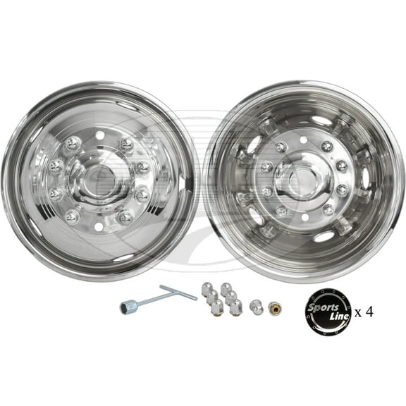 A+ 19.5" Stainless Steel Wheel Simulator Dodge 4500/5500 2011-Current Bolt-on Dually rim liner