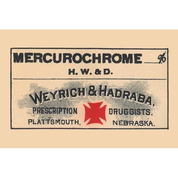 A 1920's pharmacy bottle label. Many of these were quack cures and the main ingredient often was alcohol. Poster Print by Unknown (18 x 24)