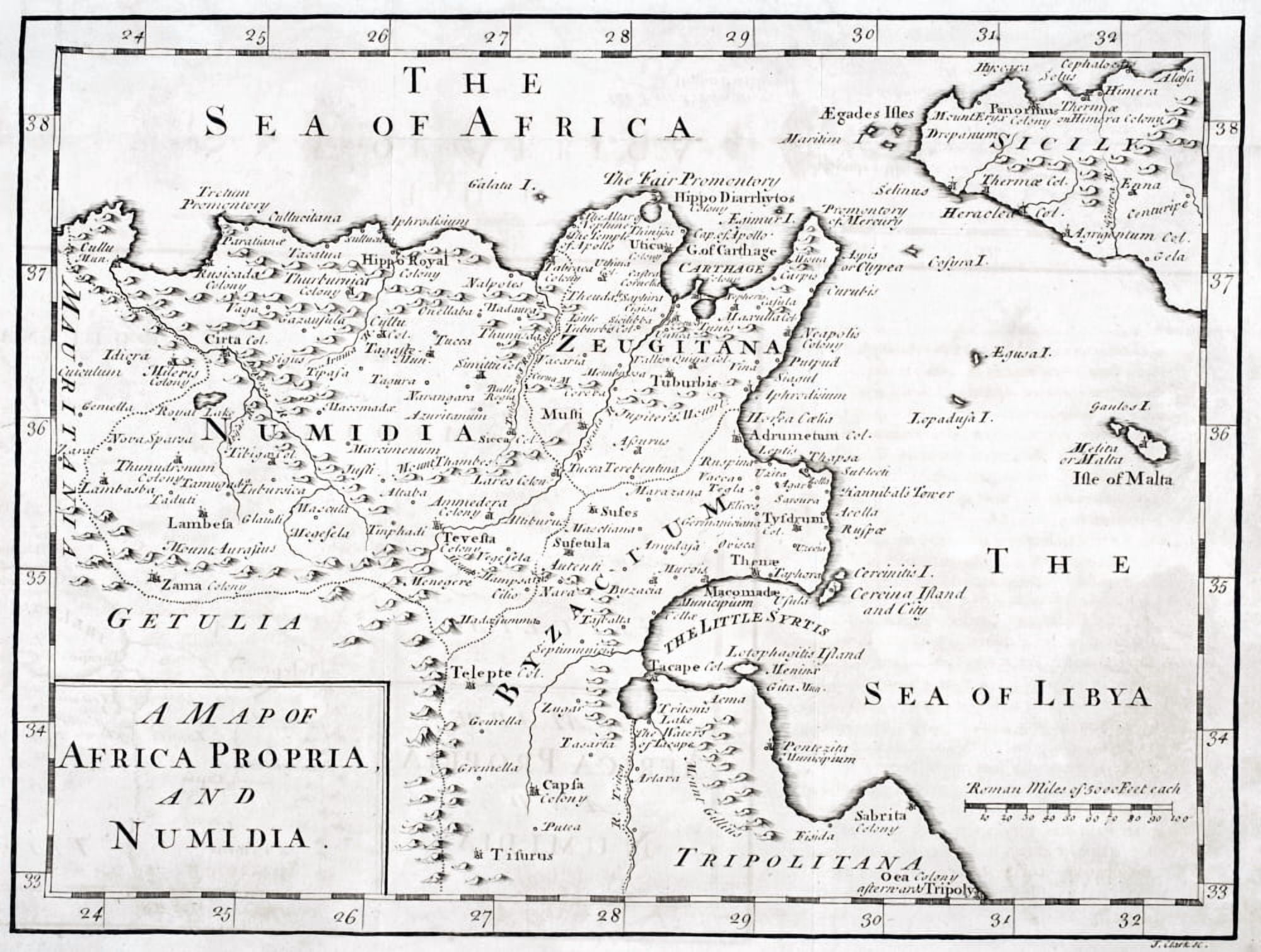 A 19Th Century Map Of Africa Propria And Numidia Canvas Art - Ken Welsh Design Pics (16 x 12)