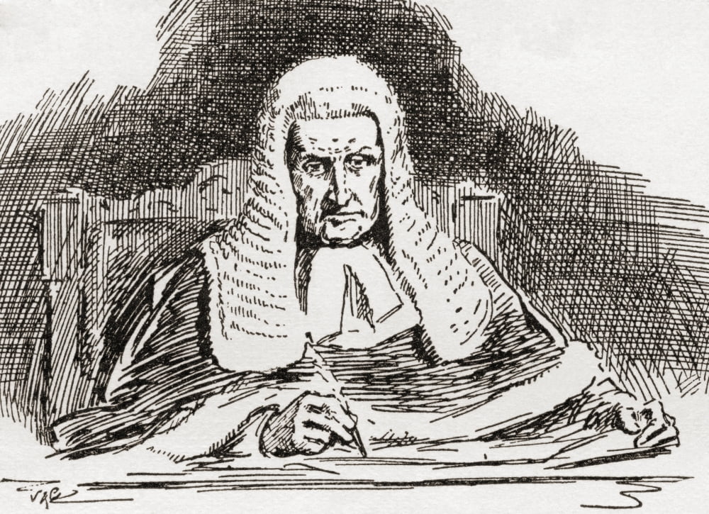 A 19Th Century Old Bailey Judge From The Strand Magazine Published 1897 Canvas Art - Ken Welsh  Design Pics (36 x 26)