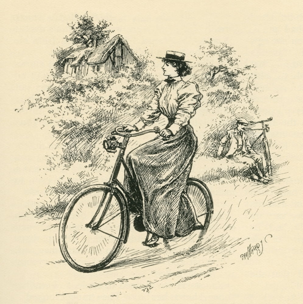A 19th century female cyclist From The Strand Magazine published 1897 Canvas Art - Ken Welsh Design Pics (26 x 28)