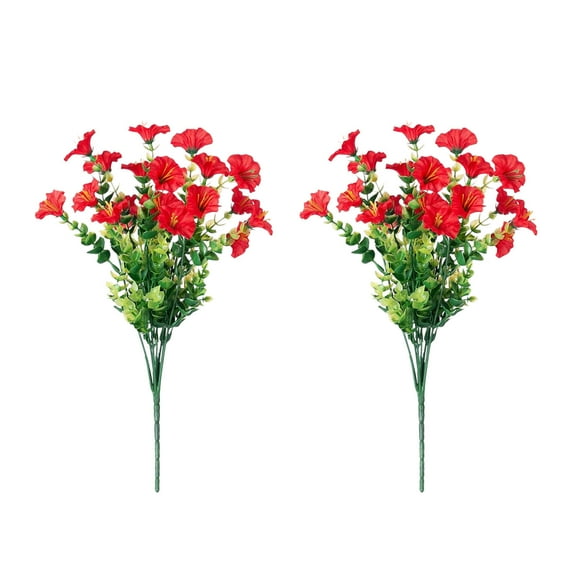A 2 Pack Red Artificial Flowers Decor Fake Silk Printed Small Flowers For Home Wedding Party Decoration #M5M5P