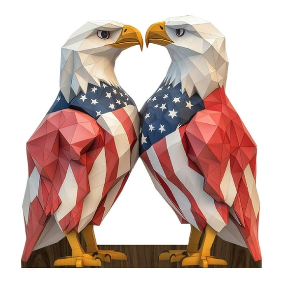 A 2D Independence Day Figurine Wooden Desktop Decor For Home Office Patriotic Eagle Ornament Style A 5Mm Wood