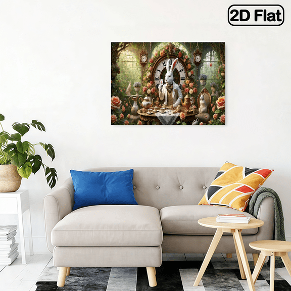 A 2D flat horizontal 500 - piece puzzle. The theme is "Whimsical Tea - party Rabbit". The size is 20.4 * 14.9 inches.