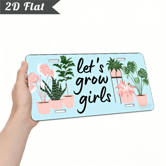 A 2D flat rectangular aluminum decorative sign. Theme "let's grow person". For home Decorative Signs & Plaques. Size is 12 * 6 inches.