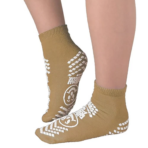CUTYMART A 360 Imprint Unisex Slipper Socks Adult Size 7-1/2 to 10 Beige - 1