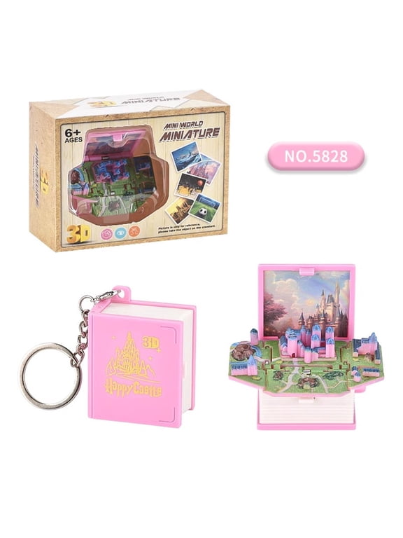 A 3D Folding Castle Keychain Decompression Toy Portable Fidget Bag Pendant For Kids Stress Relief