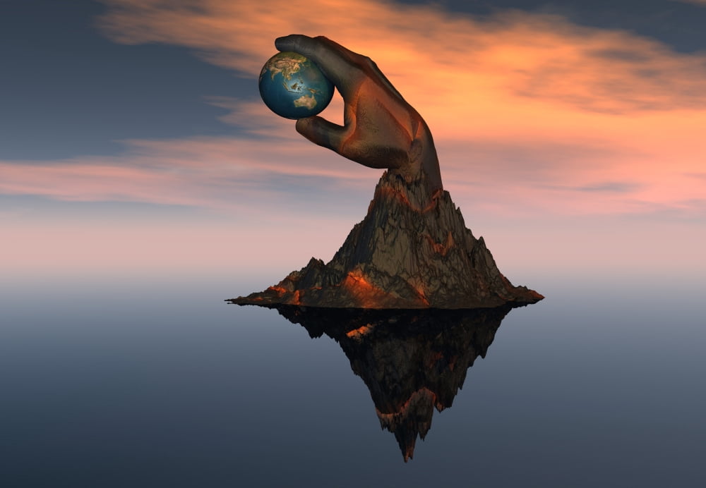 A 3D conceptual image of the world at your fingertips Canvas Art - Mark StevensonStocktrek Images (34 x 24)