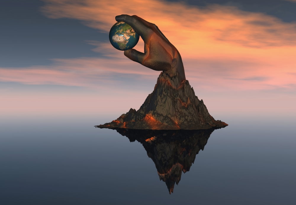 A 3D conceptual image of the world at your fingertips Canvas Art - Mark StevensonStocktrek Images (34 x 24)