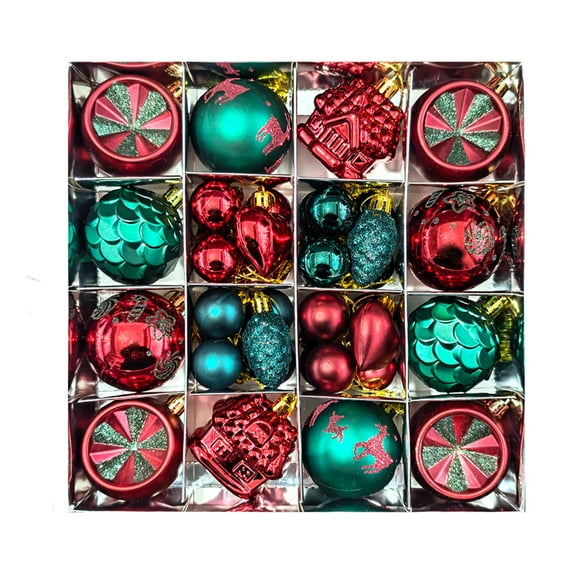 A 40-Pack Christmas Ornaments 3Cm 4Cm 6Cm Shatterproof Plastic Balls Red Green Gold Tree Decor