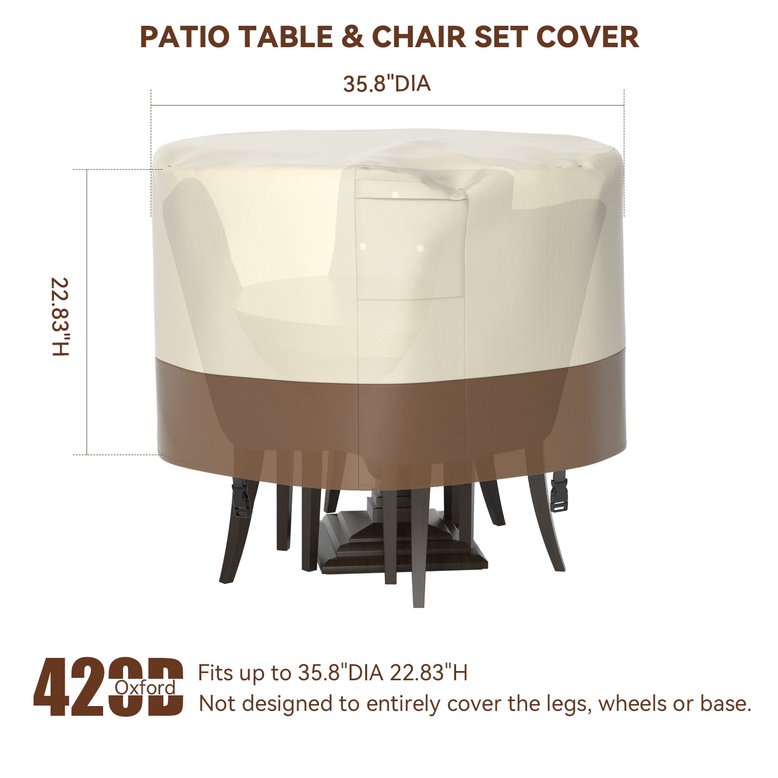 A 420D Circular Waterproof Patio Furniture Cover for Outdoor Table and Chairs